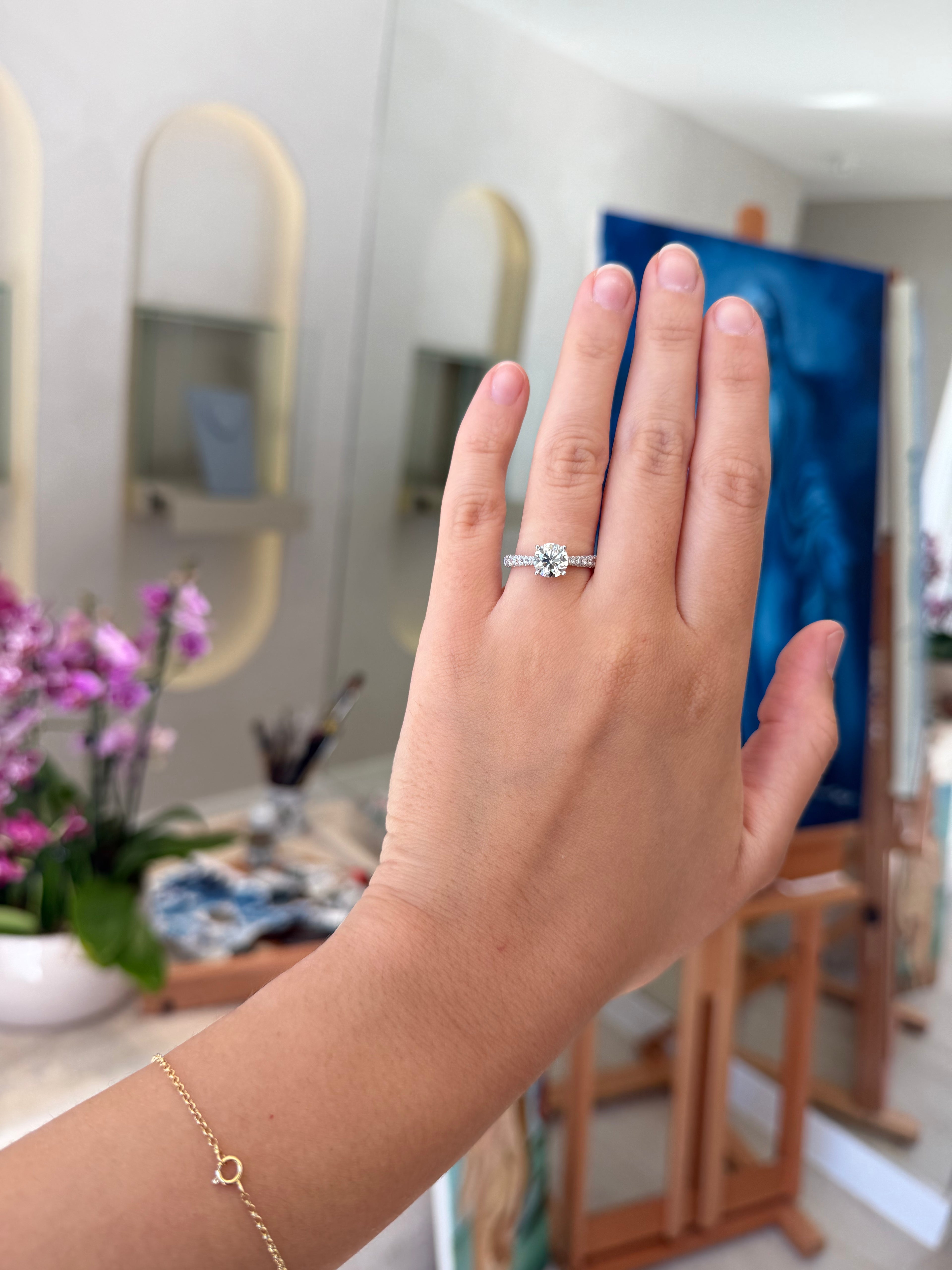 Solitário de ouro branco 18k com diamante central 1.5ct