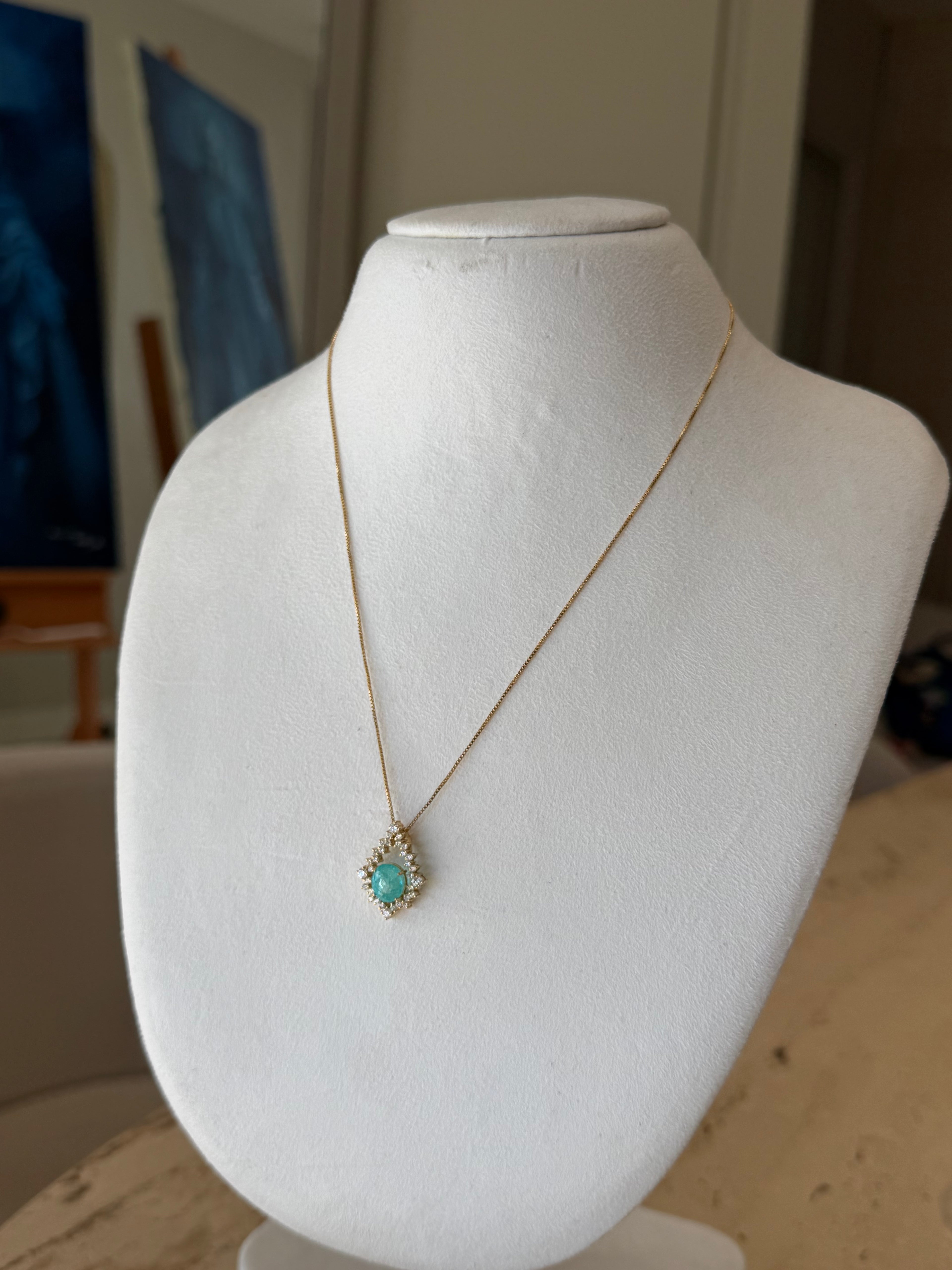Pingente Turmalina Paraíba 3ct com diamantes