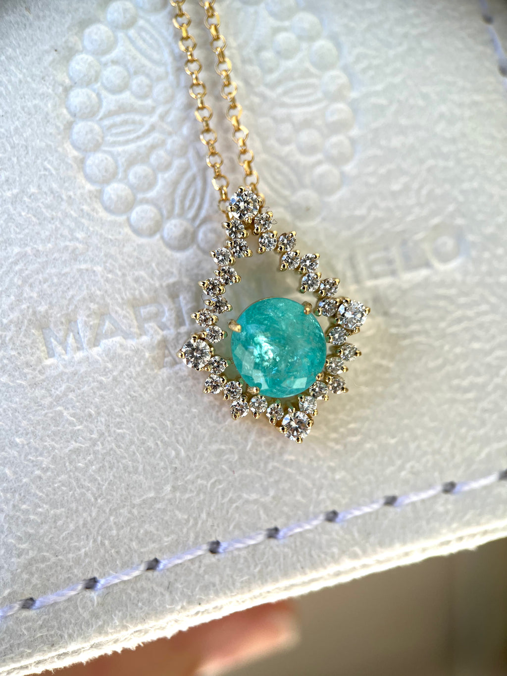 Pingente Turmalina Paraíba 3ct com diamantes