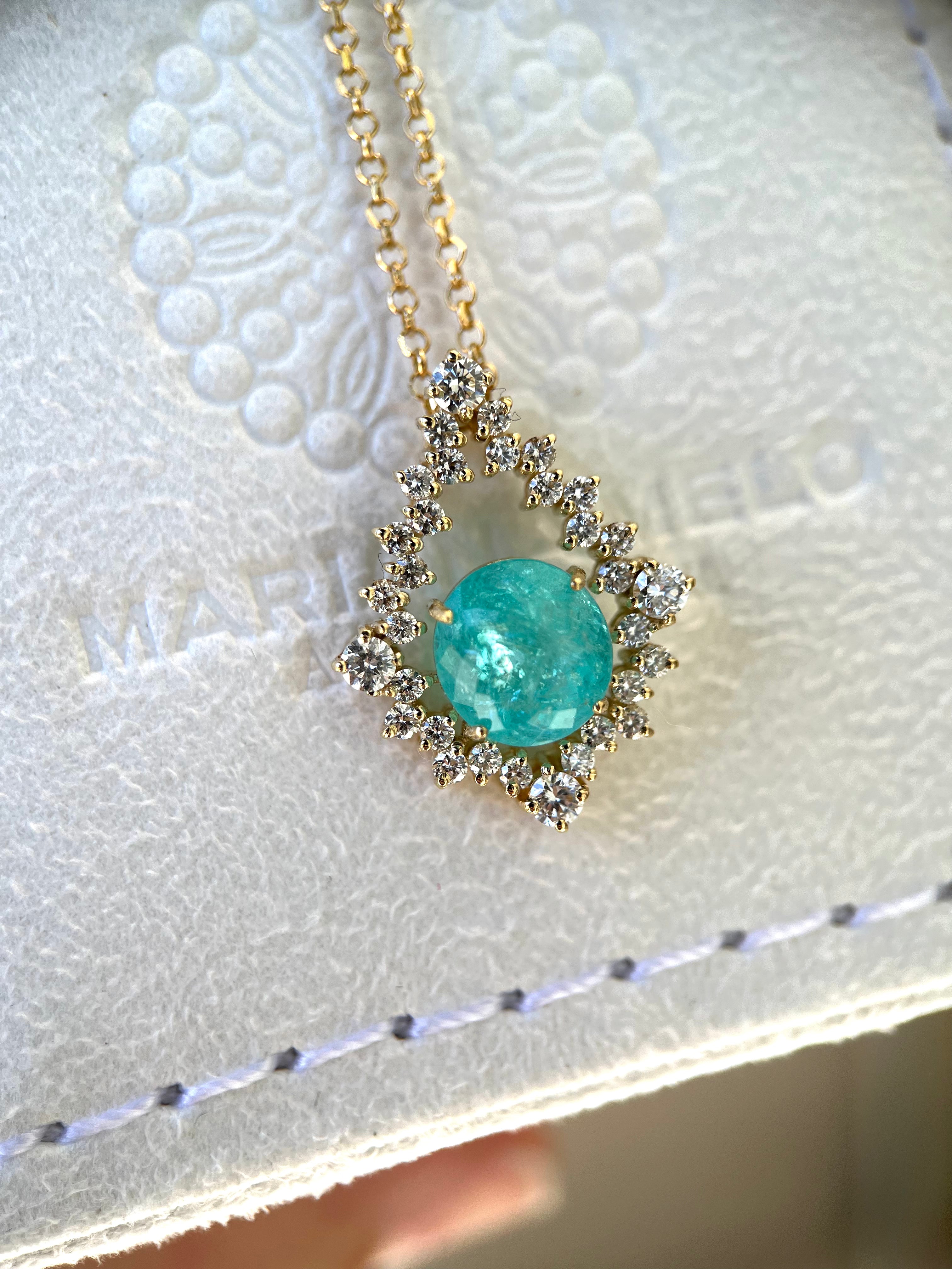Pingente Turmalina Paraíba 3ct com diamantes