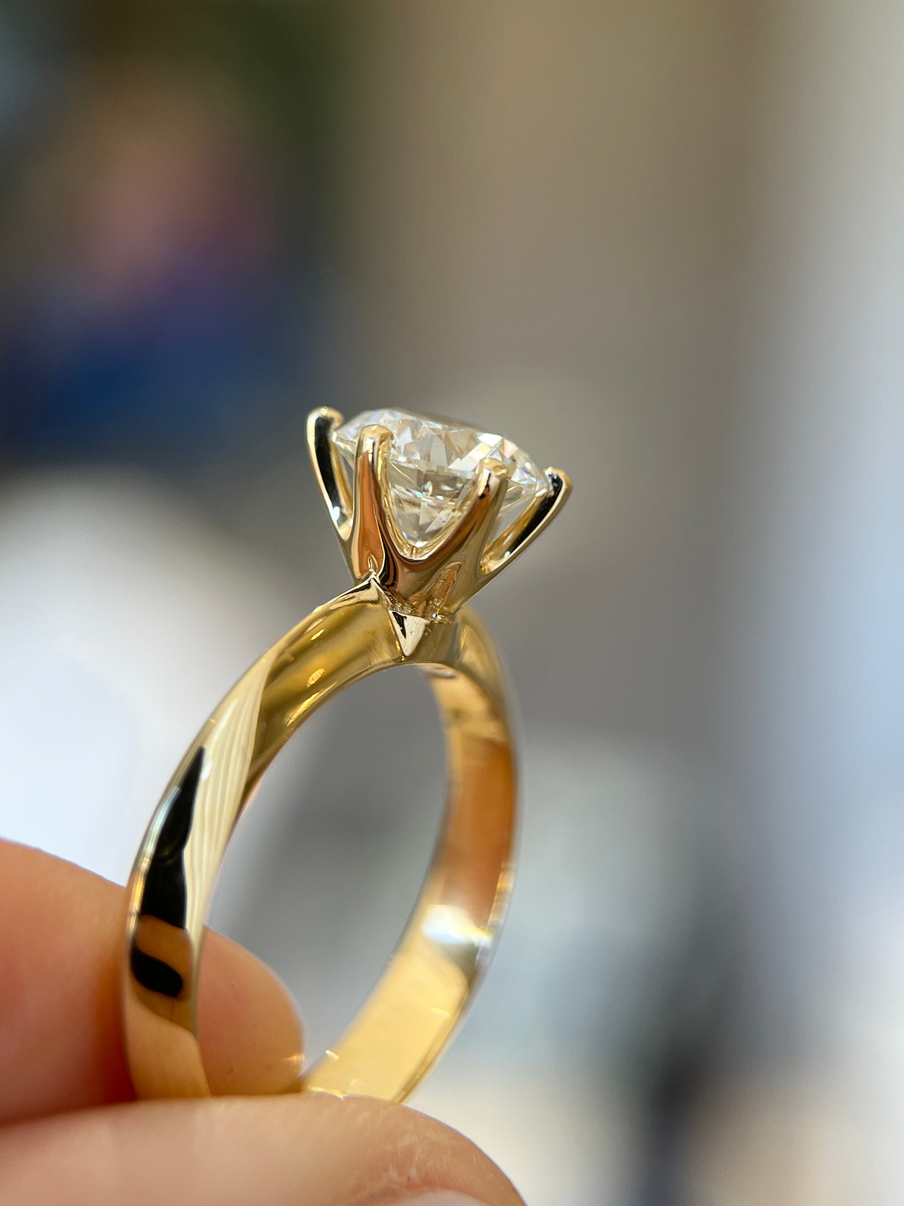 Solitário Clássico com 6 garras e diamante 1.5ct redondo