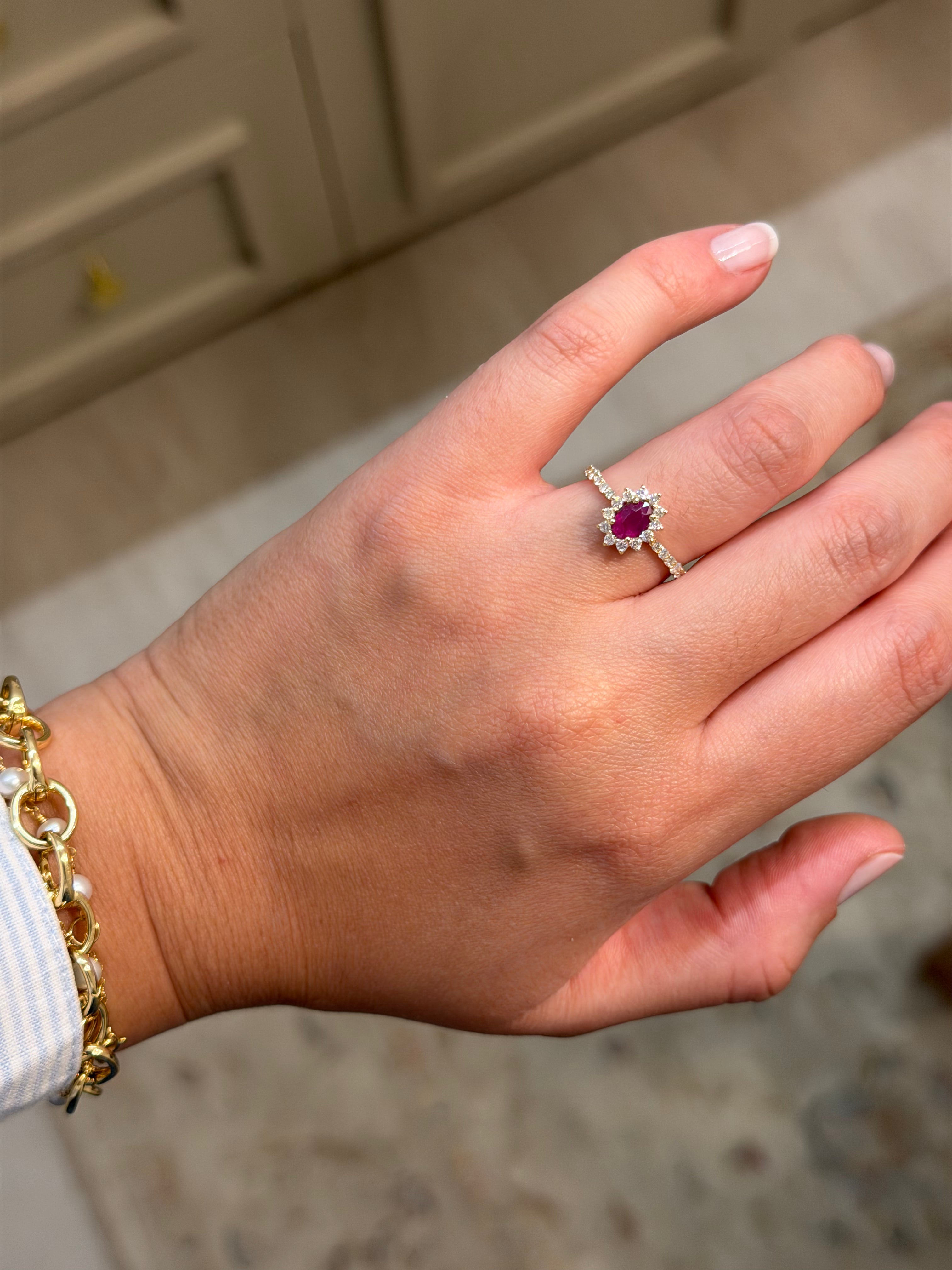Anel Dégradé com Rubi e Diamantes