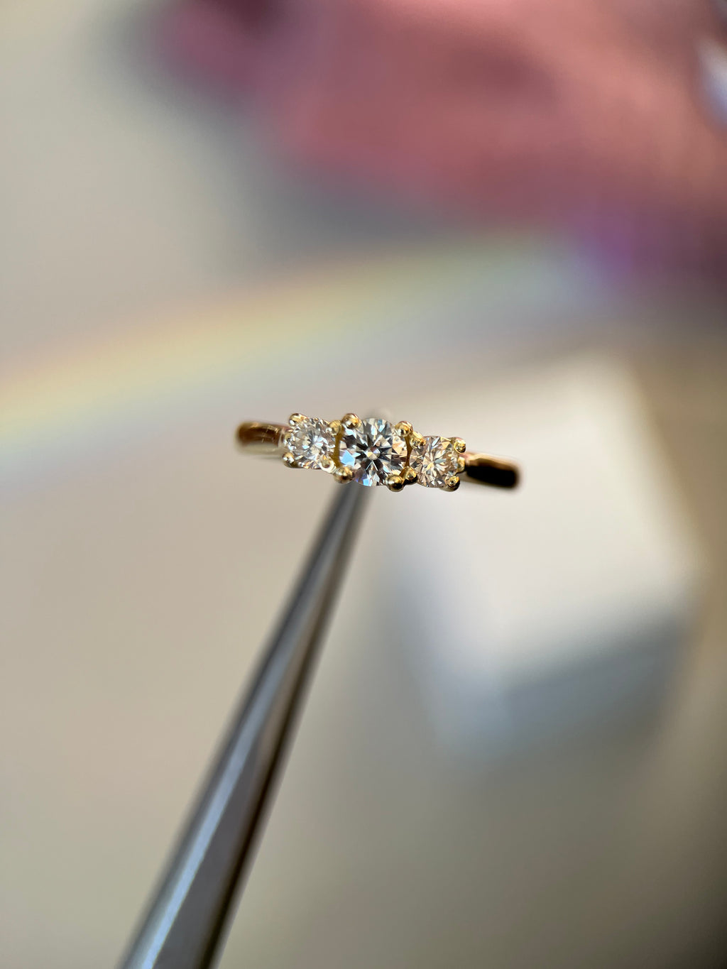 Solitário 3 diamantes 0.45ct