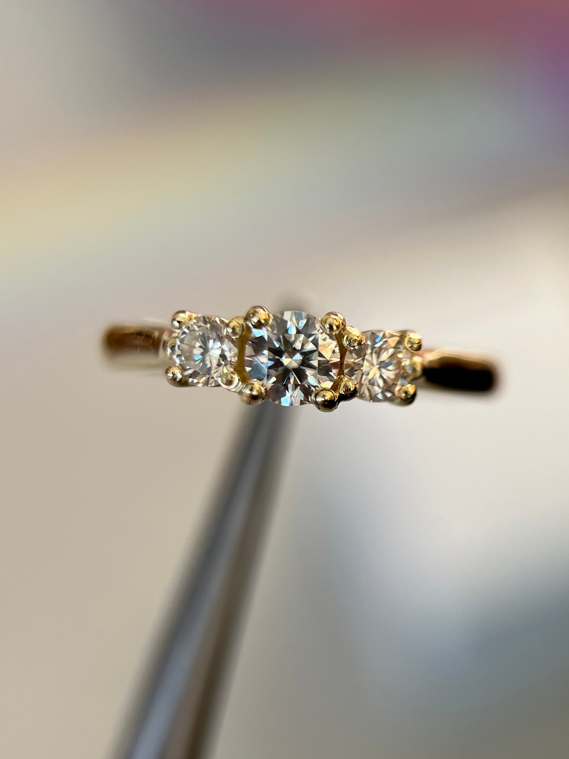 Solitário 3 diamantes 0.45ct