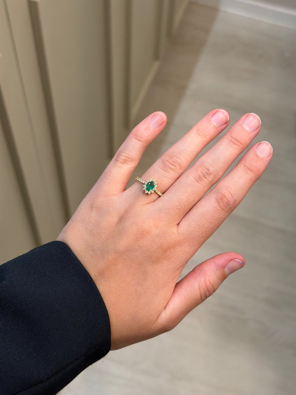 Anel Dégradé com Esmeralda e Diamantes