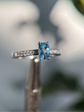 Solitário Água Marinha e diamantes