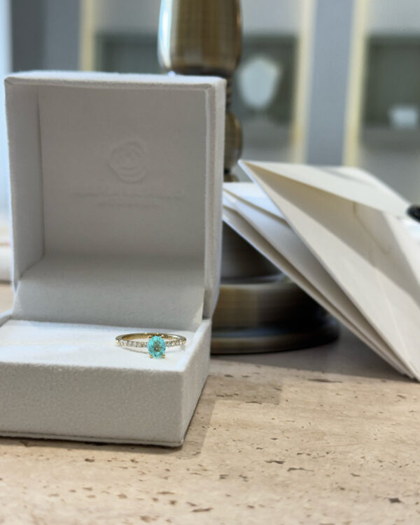 Anel com Turmalina Paraíba 0.40ct Oval - Imagem 12