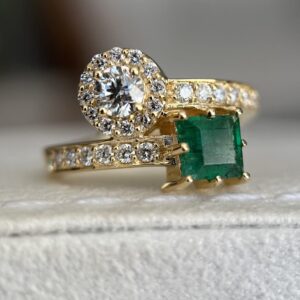 Anel dois aros de diamantes